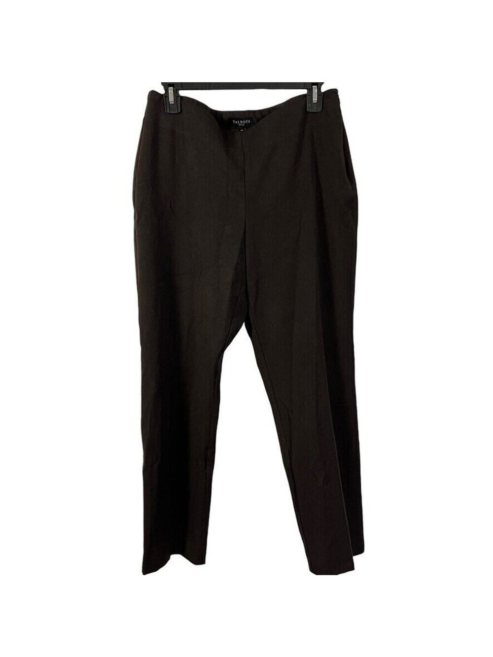 Talbots Heritage Petites Womens Side Zip Dark Brown Tapered Dress Pants as 10P
